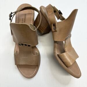 Women's BARBARA BARBIERI Brown Leather Heel Ankle Strap Sandals Size 7